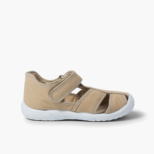 Chaussures salomé sandale à scratch enfant bout renforcé Beige