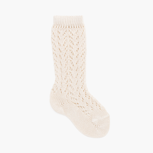 Chaussettes Montantes Perlé Ajourées Lin