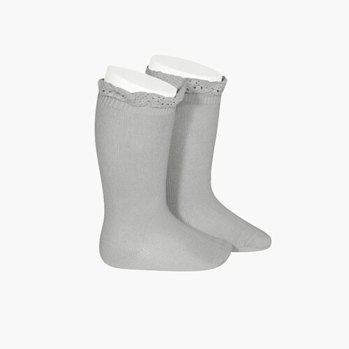 Chaussettes hautes avec dentelle Vert mer foncé