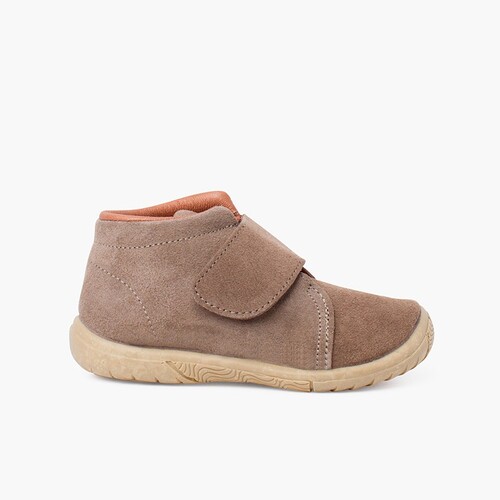 Bottes suède à scratch avec bout renforcé Taupe