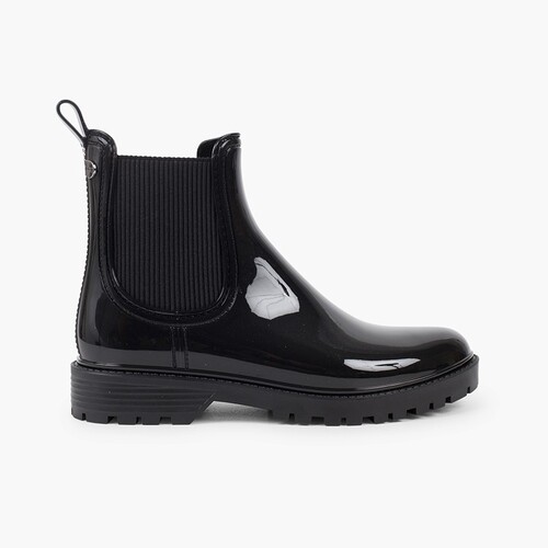 Bottines de pluie à semelle track et élastique  Noir