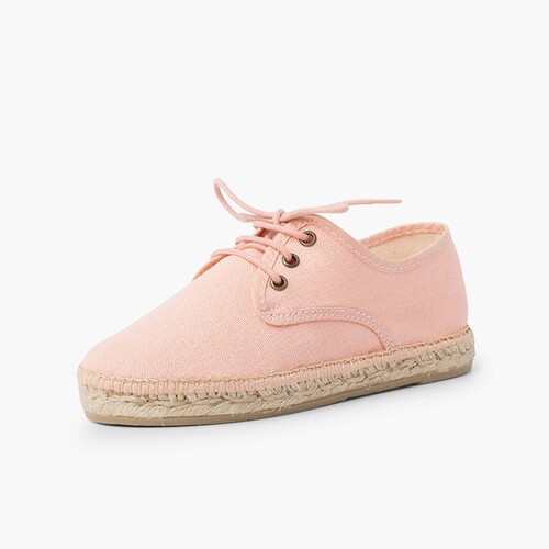 Derbies en lin avec semelle façon espadrilles Saumon