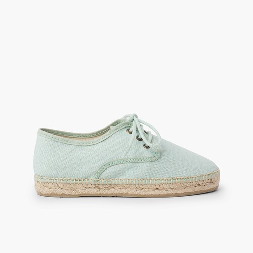 Derbies en lin avec semelle façon espadrilles Aigue-marine