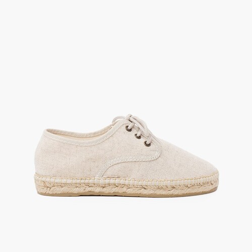 Derbies en lin avec semelle façon espadrilles Écru