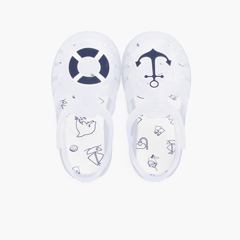 Sandales pour la plage nautiques à scratch Blanc