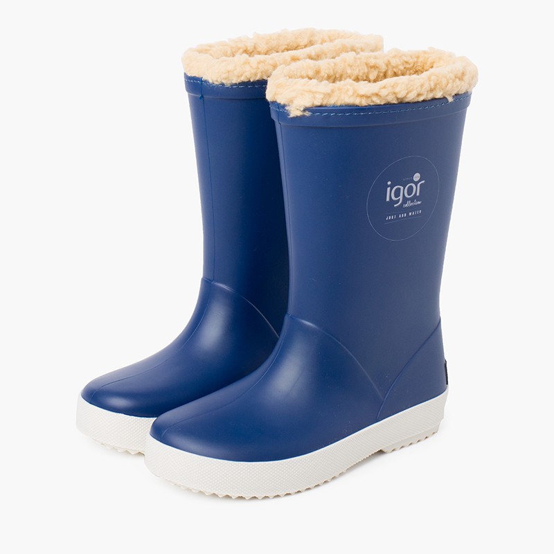 Bottes de pluie en shearling pour enfants Bleu denim