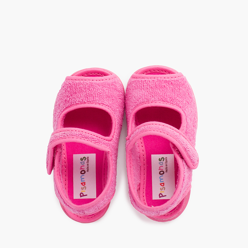 Chaussons Sandale en tissue serviette Fucsia