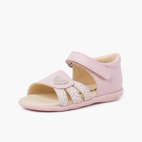 Sandales fille premiers pas coeur Rose