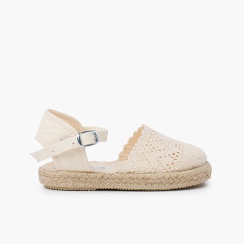 Espadrilles Brodées à boucle  Écru
