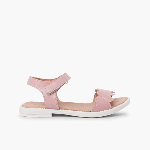 Sandale en cuir à bride coeur Rose