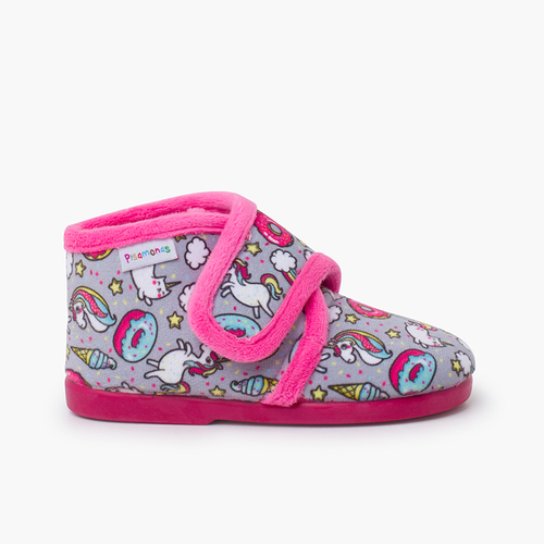 Chaussons pour Enfants avec Dessins fucsia licornes