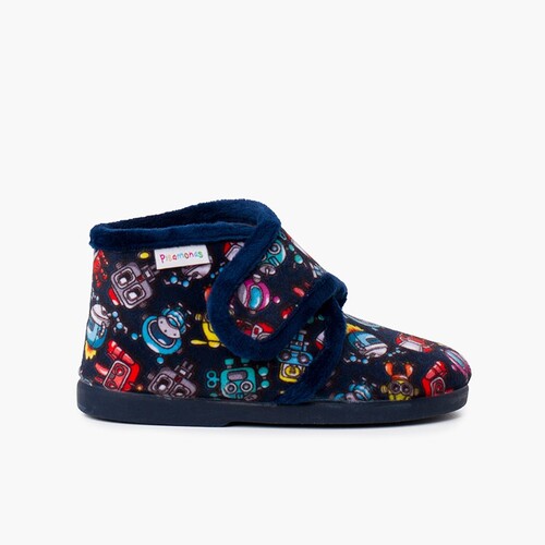 Chaussons pour Enfants avec Dessins bleu marine robots