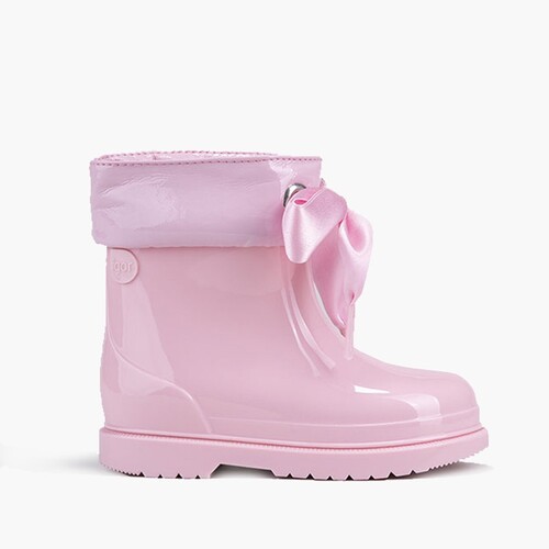 Bottes de pluie basses en cuir verni avec nœud pour fille Rose