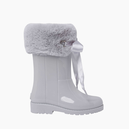 Bottes de Pluie à col fourrure douce avec nœud Glace