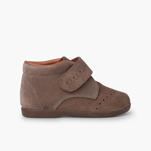 Bottine avec sangle collante pour petits enfants hachée Taupe