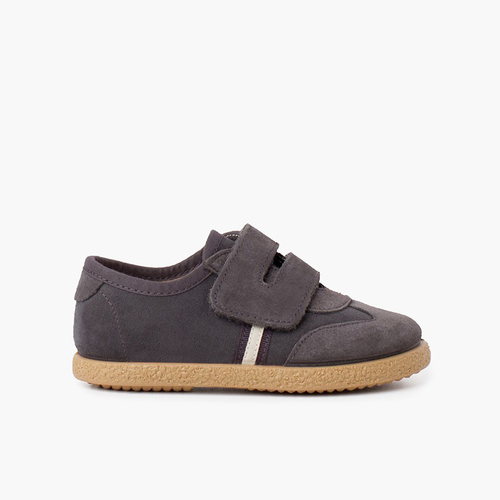 Chaussures pour garçon avec fermeture à l'avant avec sangle adhérente Gris