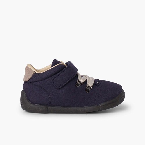 Chausson renforcé avec lacets élastiques et sangle adhérente Bleu Marine