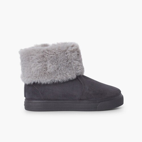 Bottes à col roulé en fourrure pour fille Gris