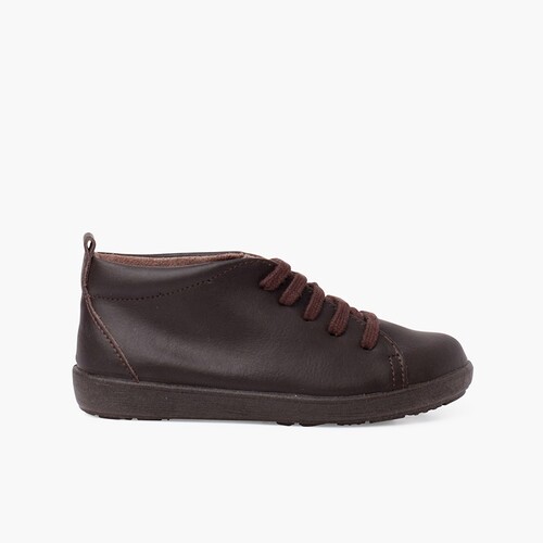 Chaussures en cuir type bottines à lacets Marron