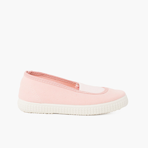 Ballerines pour fille élastiques en toile écologique et semelle Rose