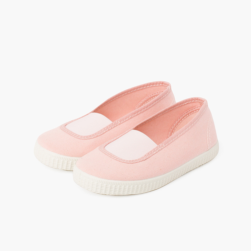 Ballerines pour fille élastiques en toile écologique et semelle Rose