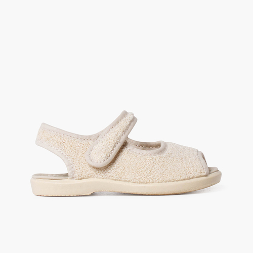 Chaussons Sandale en tissue serviette Beige