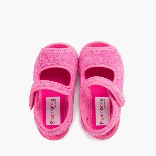 Chaussons Sandale en tissue serviette Fucsia