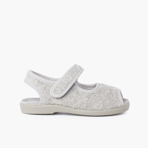 Chaussons Sandale en tissue serviette Gris