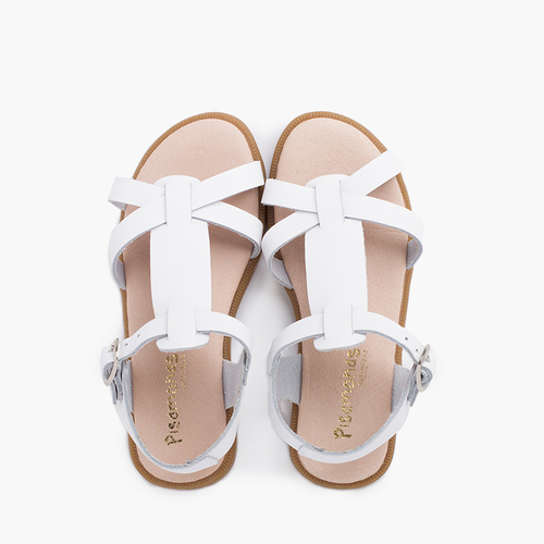 Sandales en cuir pour fille avec sangles de fermeture à boucle Blanc