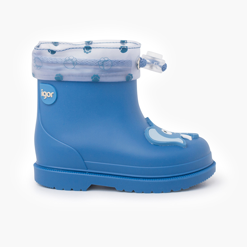 Bottes de pluie éléphant à col ajustable Bleu