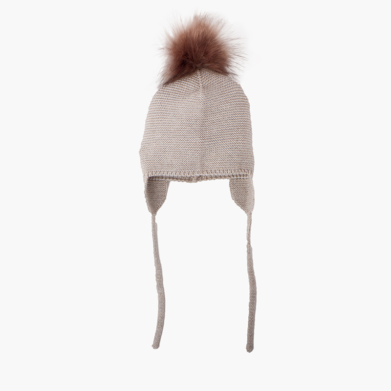 Bonnet à Pompons Marron Pour Femme – Taille Unique – Neuf Sans étiquette