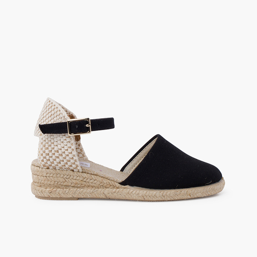 Espadrilles compensées pour fille et femme avec boucle Noir