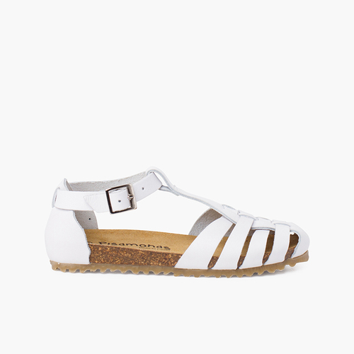 Sandales cuir femme et enfant semelle bio Blanc