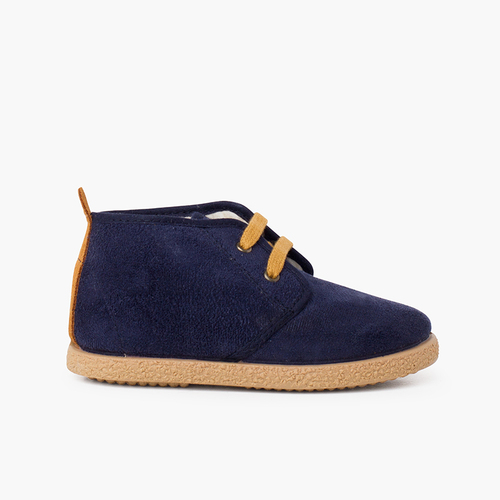Bottines doublées en suède de mouton avec bande arrière  Bleu