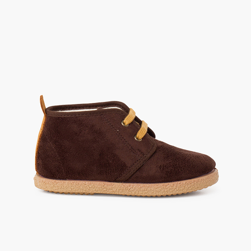Bottines doublées en suède de mouton avec bande arrière  Marron