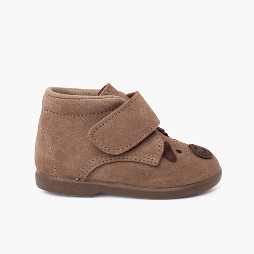 Bottines pour chien en daim avec fermeture adhérente Taupe