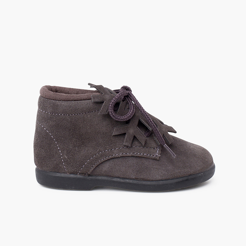 Bottines à lacets en daim avec ornement flocon de neige Gris