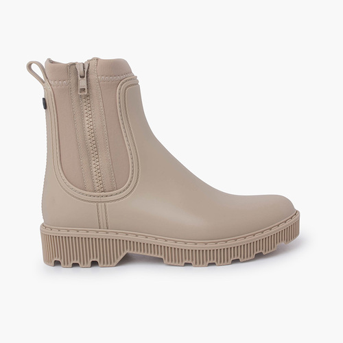 Bottines garçon et femme avec fermeture éclair latérale Beige