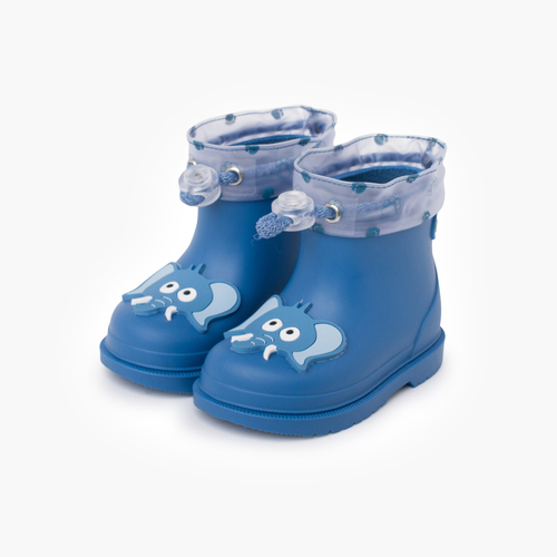 Bottes de pluie éléphant à col ajustable Bleu