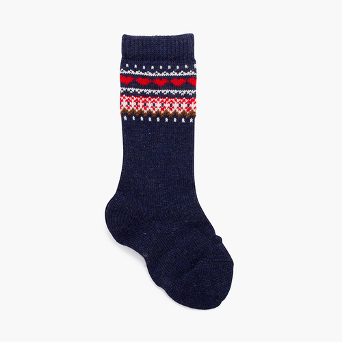 Chaussettes hautes géométriques Bleu Foncé