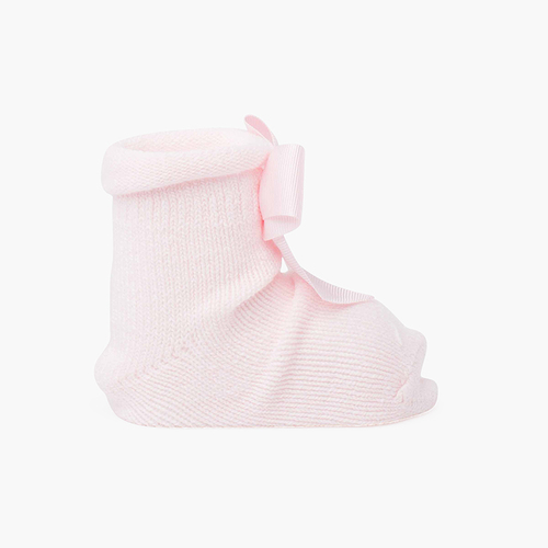Chaussons botte bébé avec nœud Rose
