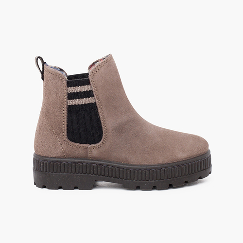 Botte chaussette fendue élastique à rayures latérales Gris