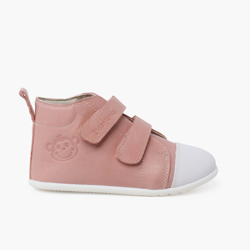 Bottine sport en cuir à bout blanc Rose