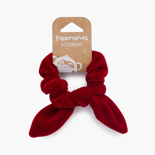Chouchou en velours avec nœud Rouge