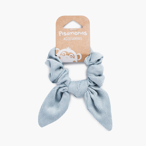 Chouchou micropana pailleté scrunchie avec noeud Bleu Pastel