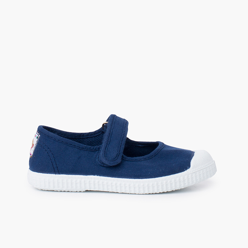 Chaussures babies bout en caoutchouc à fermeture scratch Bleu navy