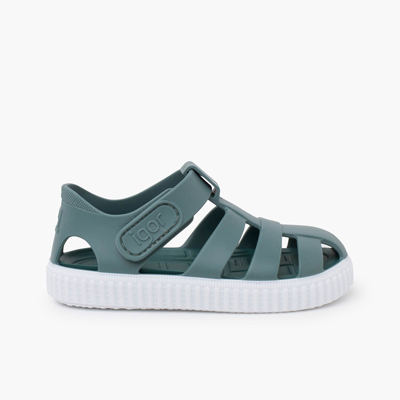 Sandales Plage Igor Enfant - Semelle Colorée Type Tennis, Scratch, Taille 26-32