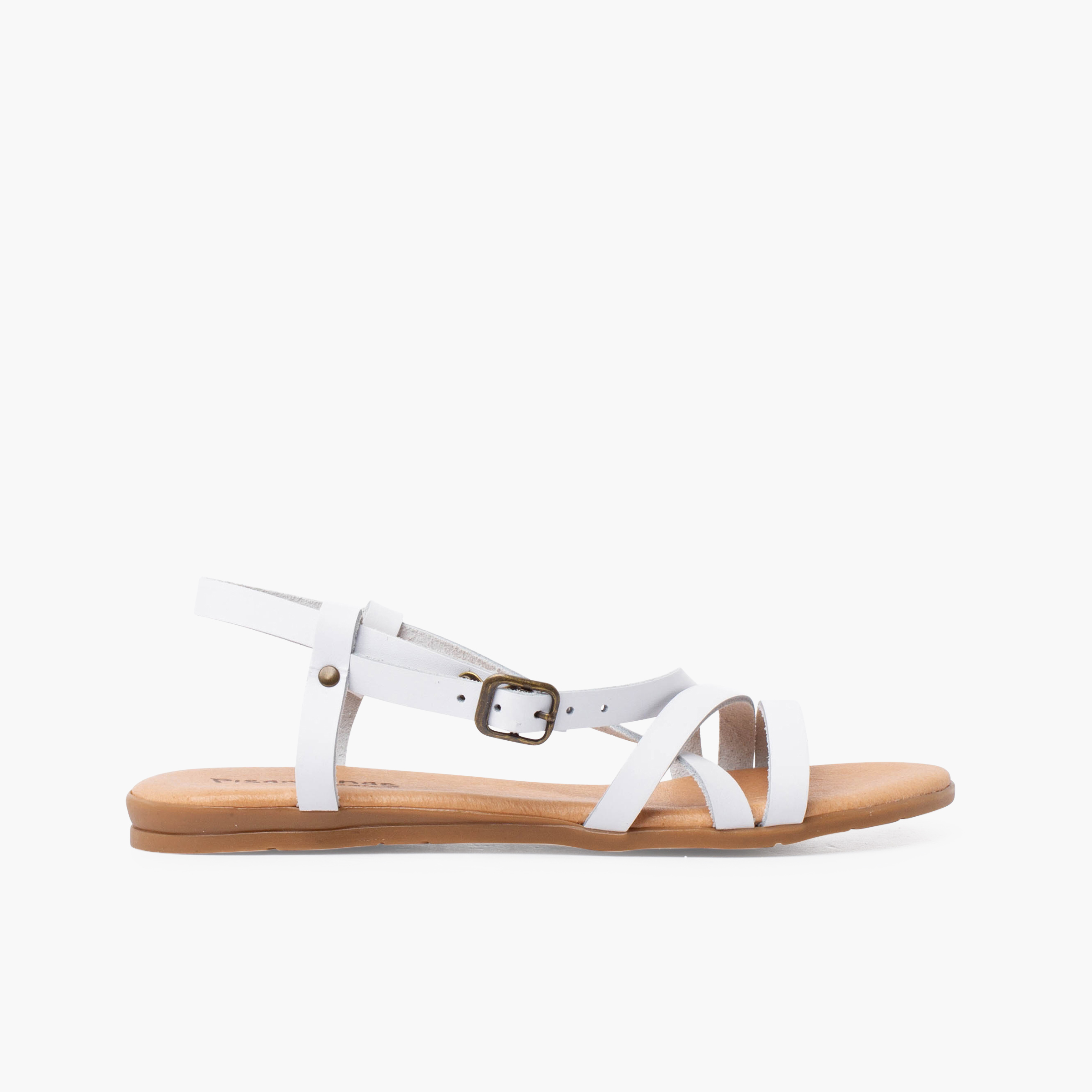 Sandales à brides croisées pour fille avec fermeture à boucle Blanc