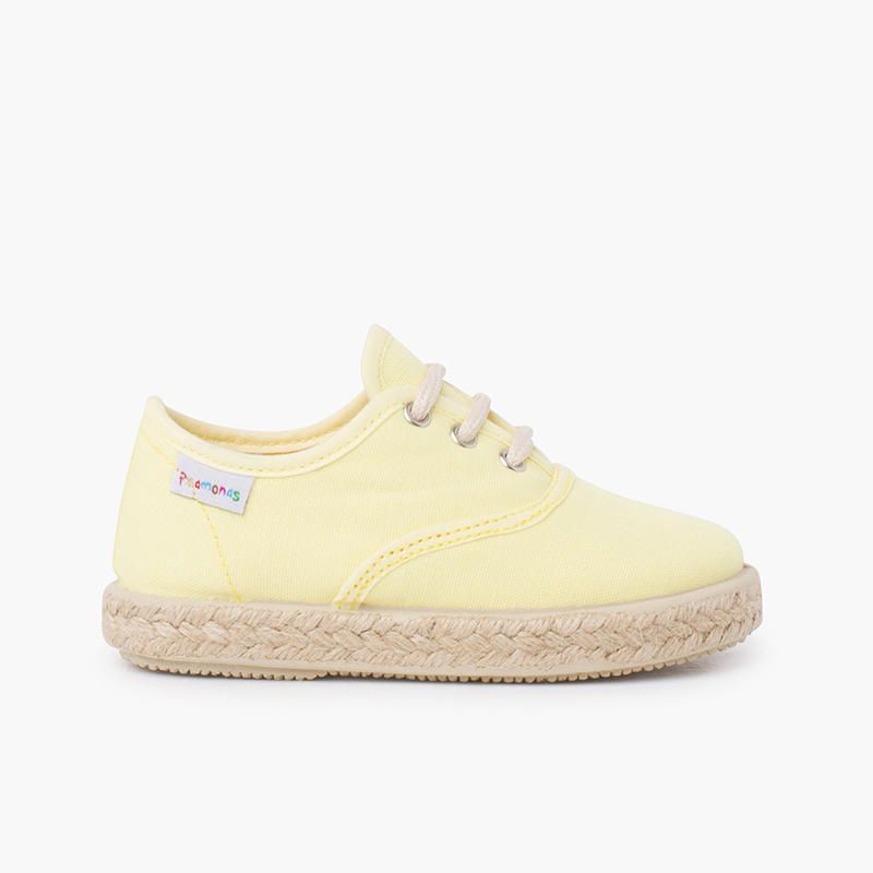 Baskets en toile lacets semelle espadrille Citron