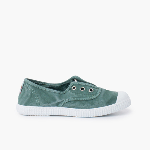 Baskets en toile à effet usé sans lacets Pin Vert